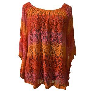 VTG Lilypad Lace Tunic Artsy XL Lace Ethereal Fairy Isle Grunge Hippie 80's
